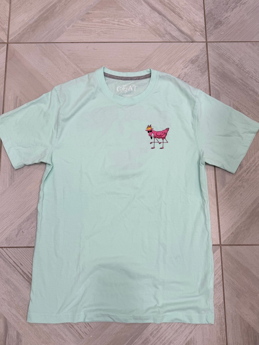 Goat Mint Green Short Sleeve Tee with Pink Graphic